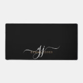 Moderne Minimal Script Monogram Black Desk Mat Schreibtischunterlage (Vorderseite)