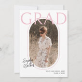 Moderne Minimal Script Pink Foto Graduation Party Einladung (Vorderseite)