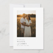 Moderne Minimal Script QR Code Foto Hochzeit Einladung (Vorderseite)