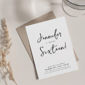 Moderne Minimal Script Sweet 16 Black & White Einladung