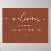 Moderne Minimal Script Terracotta Wedding Willkomm Poster (Vorne)