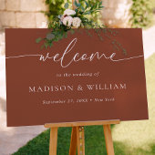 Moderne Minimal Script Terracotta Wedding Willkomm Poster