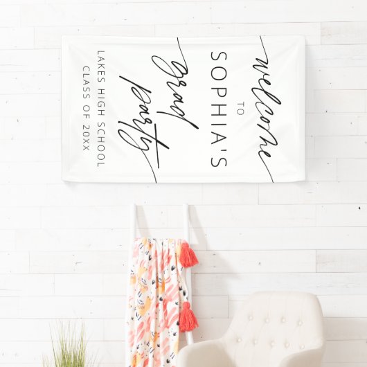 Moderne Minimal Script Welcome Graduation Party Banner (Insitu)