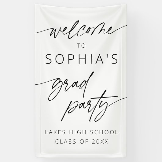 Moderne Minimal Script Welcome Graduation Party Banner (Vertikal)