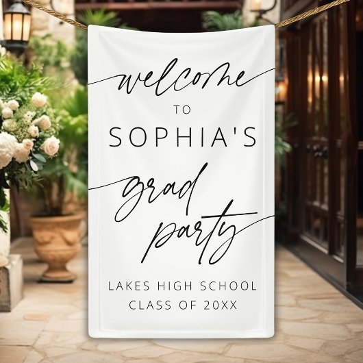Moderne Minimal Script Welcome Graduation Party Banner