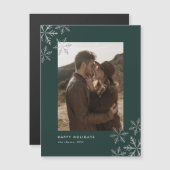 Moderne Minimal Silver Snowflakes Urlaubskarte Magnetkarte (Vorne/Hinten)