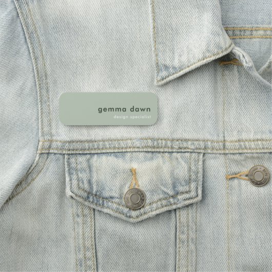 Moderne Minimal Simple Sage Green Beruflich Namensschild (Beispiel)