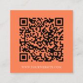 Moderne Minimal Social Media QR Code Orange Quadratische Visitenkarte (Rückseite)
