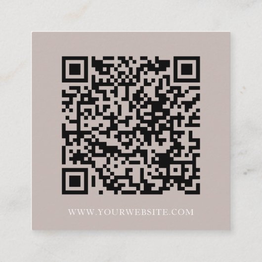 Moderne Minimal Social Media QR Code Taupe Quadratische Visitenkarte (Rückseite)