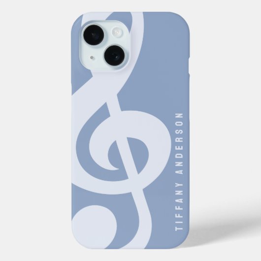 Moderne Minimal Soft Pastel Blue Music Symbol Name Case-Mate iPhone Hülle (Rückseite)