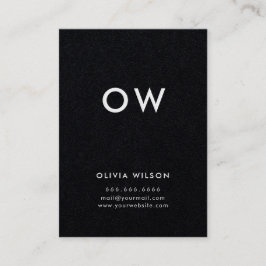 Moderne Minimal Solid Black Monogram Initial Visitenkarte