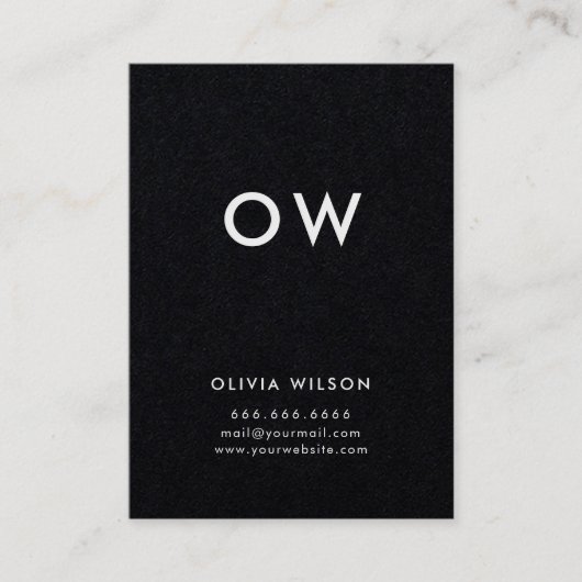 Moderne Minimal Solid Black Monogram Initial Visitenkarte (Vorderseite)