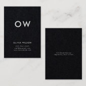 Moderne Minimal Solid Black Monogram Initial Visitenkarte (Vorne/Hinten)