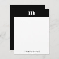 Moderne Minimal Solid Black Monogram Vertikal