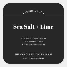 Moderne Minimal-Solid-Black-Verpackungskerze Quadratischer Aufkleber