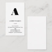 Moderne Minimal Solid White Monogram Vertikal Visitenkarte (Vorne/Hinten)