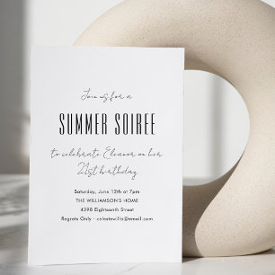 Moderne Minimal Sommer Soiree Geburtstagsfeier in Einladung