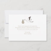 Moderne Minimal Stork Baby Dusche Danke Karte (Rückseite)