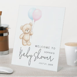 Moderne Minimal Teddy Bear Baby Dusche Willkommen Sockelschild