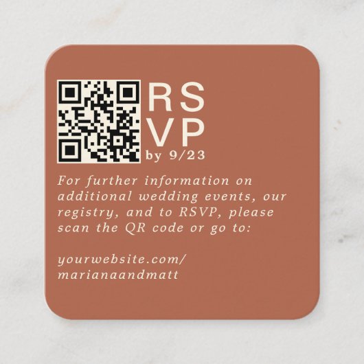 Moderne Minimal Terracotta UAWG QR Code Card Begleitkarte (Vorderseite)