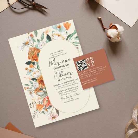 Moderne Minimal Terracotta UAWG QR Code Card Begleitkarte