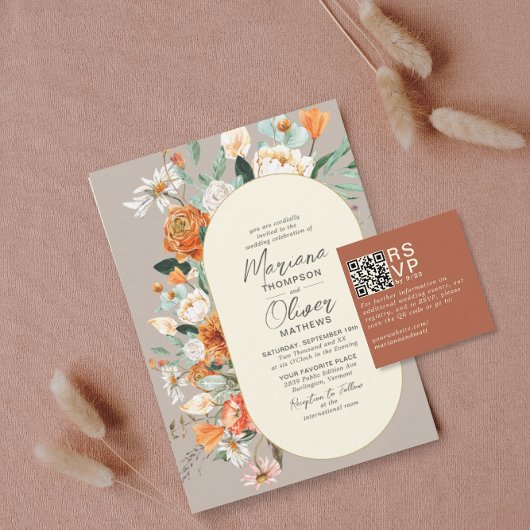 Moderne Minimal Terracotta UAWG QR Code Card Begleitkarte