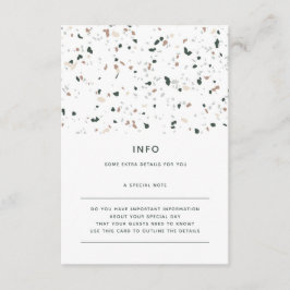 Moderne Minimal Terrazzo Grüne Rosa Hochzeit Detai Begleitkarte