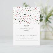 Moderne Minimal Terrazzo Muster Grün rosa Hochzeit RSVP Karte (Stehend Vorderseite)