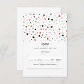 Moderne Minimal Terrazzo Muster Grün rosa Hochzeit RSVP Karte (Vorne/Hinten)