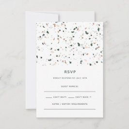 Moderne Minimal Terrazzo Muster Grün rosa Hochzeit RSVP Karte