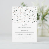 Moderne Minimal Terrazzo Muster Grün rosa Hochzeit RSVP Karte (Stehend Vorderseite)