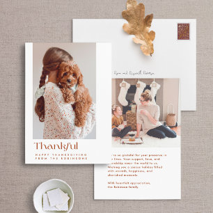 Moderne Minimal Thankful Erntedank Foto Card Feiertagskarte