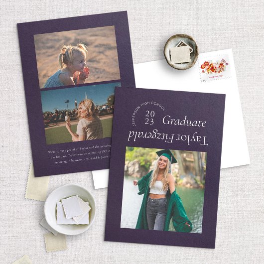 Moderne Minimal Trendy Foto Grad Ankündigung