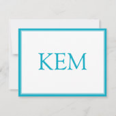 Moderne Minimal Türkis Monogramm Mitteilungskarte (Vorderseite)
