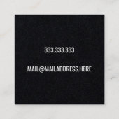 Moderne Minimal Typografie Black Paper Square Quadratische Visitenkarte (Rückseite)