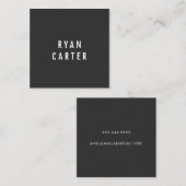 Moderne Minimal Typografie Black Paper Square Quadratische Visitenkarte (Vorne/Hinten)