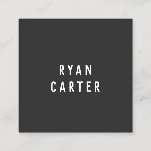 Moderne Minimal Typografie Black Paper Square Quadratische Visitenkarte (Vorderseite)