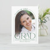 Moderne Minimal Typografie Green 2 Foto Arch Grad Ankündigung (Stehend Vorderseite)