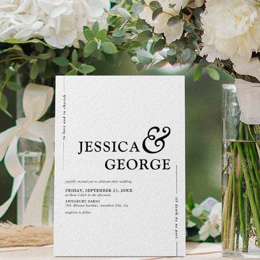 Moderne Minimal-Typografie-Hochzeit Einladung