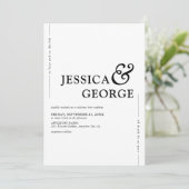 Moderne Minimal-Typografie-Hochzeit Einladung (Stehend Vorderseite)