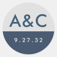 Moderne Minimal Typografie Navy Blue Gray Initials