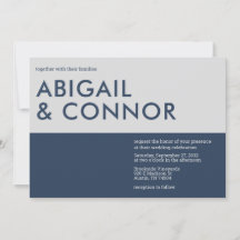 Moderne Minimal Typografie Navy Blue Gray Wedding