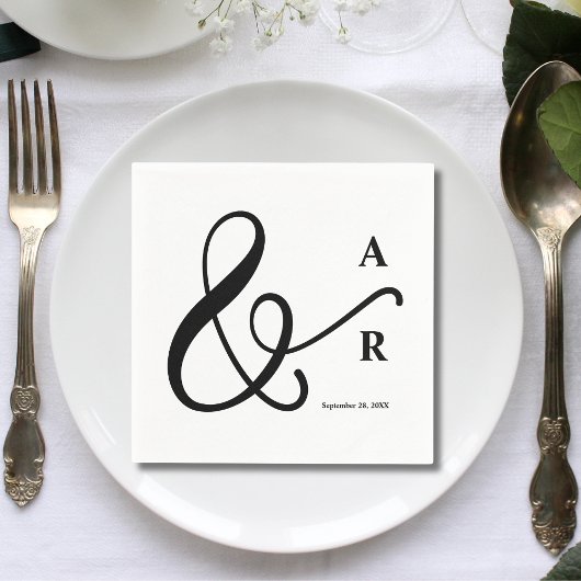 Moderne Minimal Typografie Paare Monogram Wedding Serviette