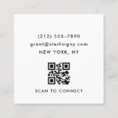 Moderne Minimal-Typografie-QR-Code Quadratische Visitenkarte (Rückseite)