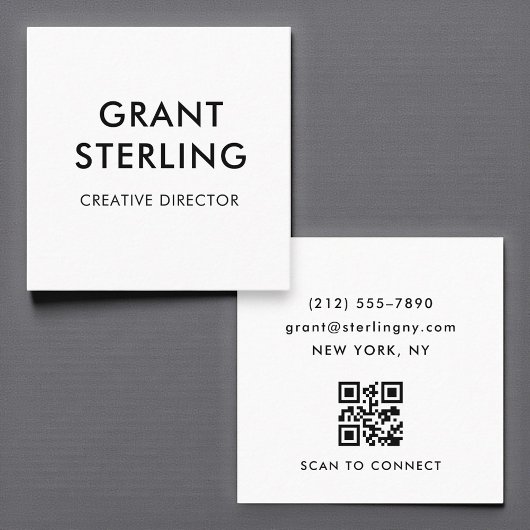 Moderne Minimal-Typografie-QR-Code Quadratische Visitenkarte