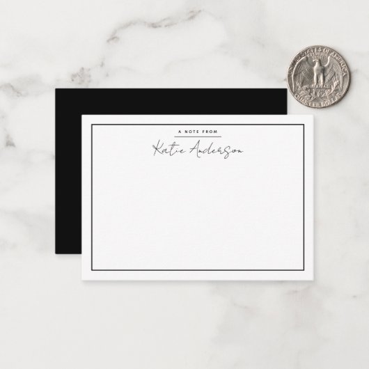 Moderne Minimal Typografie Script Black Note Card Mitteilungskarte (Vorderseite/Rückseite Beispiel)