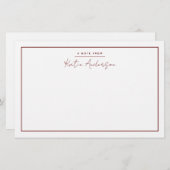 Moderne Minimal Typografie Script Maroon Briefpapier (Vorne/Hinten)