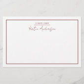 Moderne Minimal Typografie Script Maroon Briefpapier (Vorderseite)