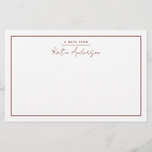 Moderne Minimal Typografie Script Maroon Briefpapier (Vorderseite)