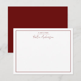 Moderne Minimal Typografie Script Maroon Note Card Mitteilungskarte